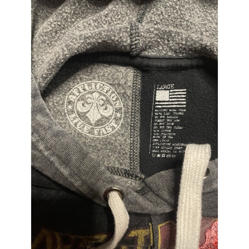 AFFLICTION Hysteria Graphic Hoodie Pullover Acid Black Embroidered Women's L - Picture 12 of 16